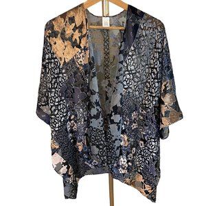 Velvet Floral Sheer Wrap Kimono Cardigan Womens One Size Fits All